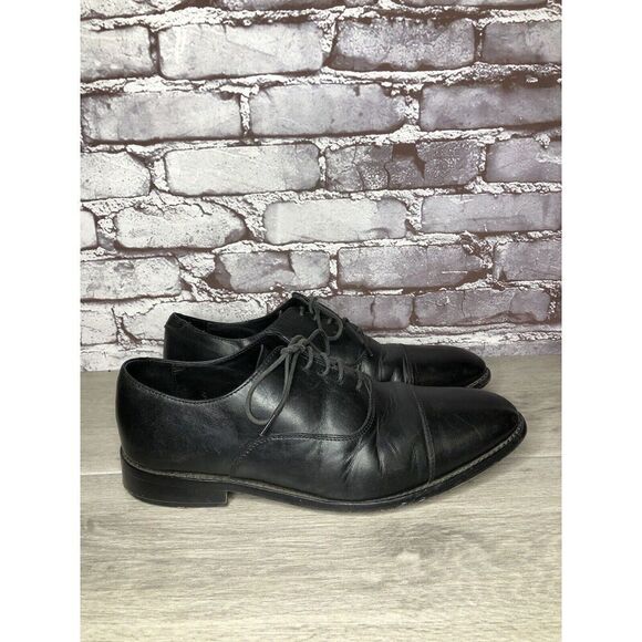 ANTHONY VEER Essentials Black Leather Goodyear Oxfords Cap Toe Shoes Men Sz 10M main image 11
